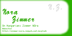 nora zimmer business card